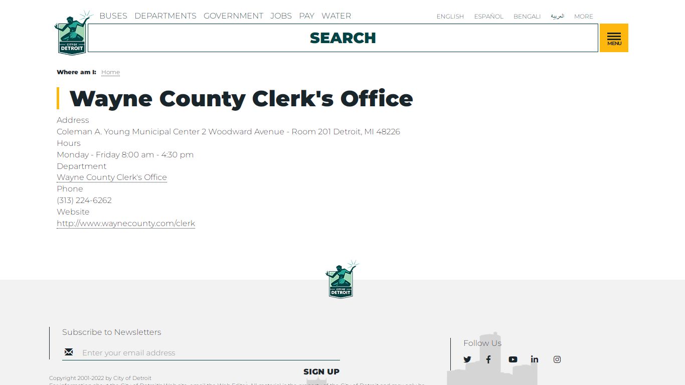 Wayne County Clerk's Office | City of Detroit